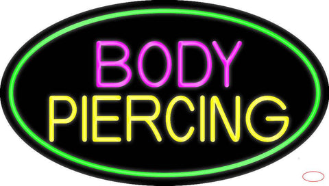 Blue Body Piercing With Green Oval Real Neon Glass Tube Neon Sign