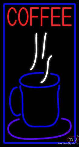 Blue Coffee Glass With Blue Border Real Neon Glass Tube Neon Sign