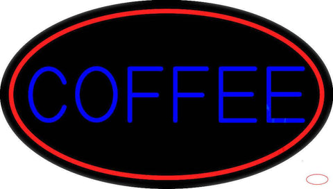 Blue Coffee With Red Oval Real Neon Glass Tube Neon Sign