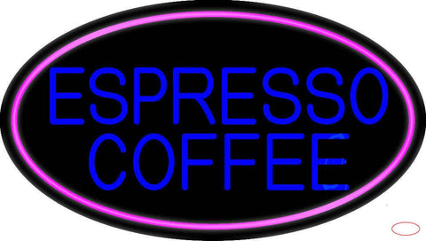 Blue Espresso Coffee With Pink Oval Real Neon Glass Tube Neon Sign