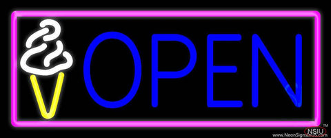 Blue Open Ice Cream Cone Real Neon Glass Tube Neon Sign