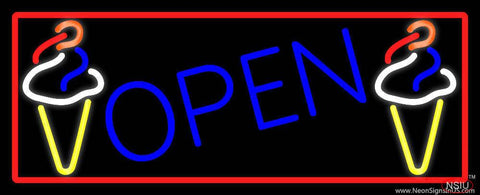 Blue Open Ice Cream Cone Real Neon Glass Tube Neon Sign 