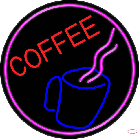 Coffee Cup With Pink Steam Real Neon Glass Tube Neon Sign