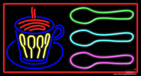 Coffee Glass With Spoon Real Neon Glass Tube Neon Sign