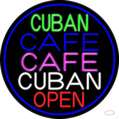 Cuban Cafe Open Real Neon Glass Tube Neon Sign