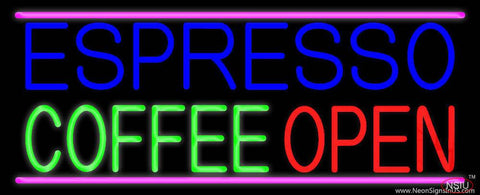 Espresso Coffee Open Real Neon Glass Tube Neon Sign 