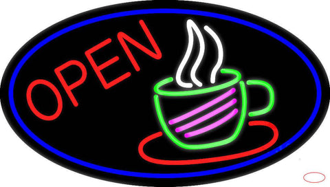 Open Coffee Cup Real Neon Glass Tube Neon Sign