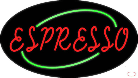 Red Espresso With Green Borders Real Neon Glass Tube Neon Sign 
