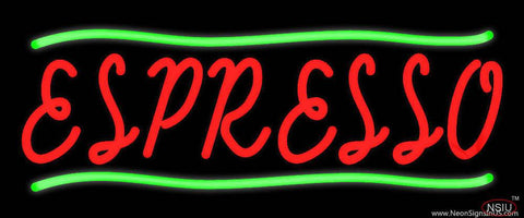 Red Espresso With Green Lines Real Neon Glass Tube Neon Sign 