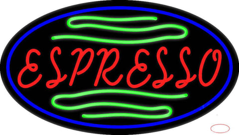 Red Espresso With Green Lines Real Neon Glass Tube Neon Sign