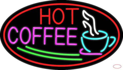 Red Hot Coffee With Cup Real Neon Glass Tube Neon Sign 