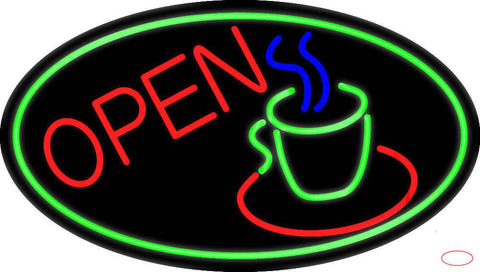 Red Open Coffee Cup Real Neon Glass Tube Neon Sign 
