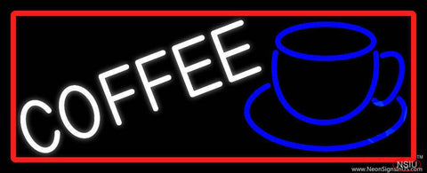 White Cup Blue Coffee Real Neon Glass Tube Neon Sign 