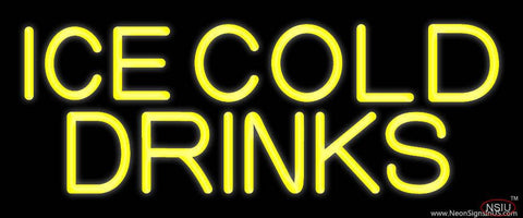 Yellow Ice Cold Drinks Real Neon Glass Tube Neon Sign 