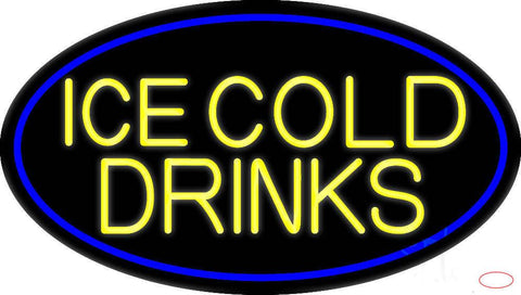 Yellow Ice Cold Drinks Real Neon Glass Tube Neon Sign