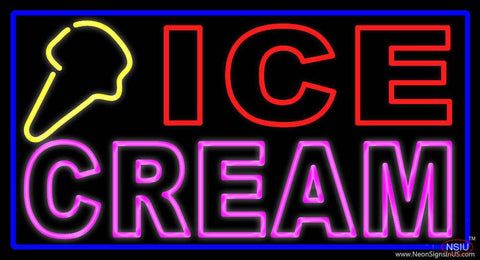 Yellow Ice Cream Cone Real Neon Glass Tube Neon Sign 