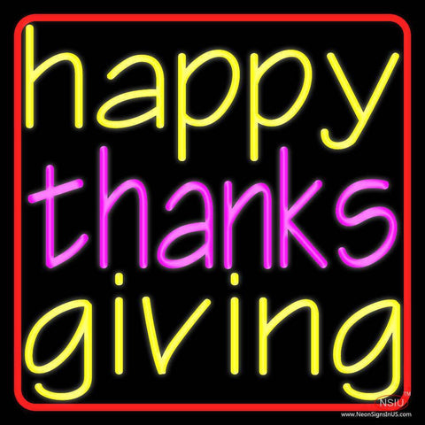 Cursive Happy Thanksgiving  Real Neon Glass Tube Neon Sign