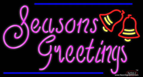 Cursive Seasons Greetings  Real Neon Glass Tube Neon Sign