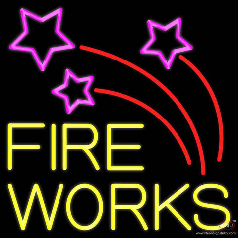 Double Stroke Fire Works  Real Neon Glass Tube Neon Sign