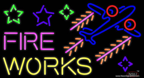 Fire Work Cartoon Logo  Real Neon Glass Tube Neon Sign