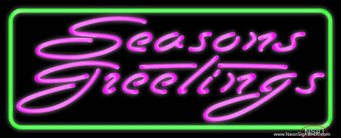 Green Seasons Greetings  Real Neon Glass Tube Neon Sign 