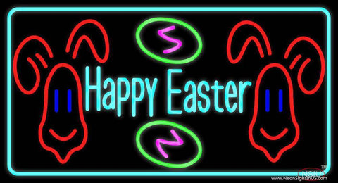 Multicolor Happy Easter  Real Neon Glass Tube Neon Sign 