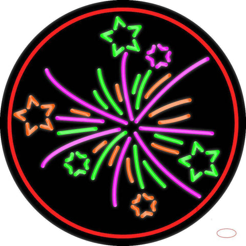 Multi Color Fire Works  Real Neon Glass Tube Neon Sign 