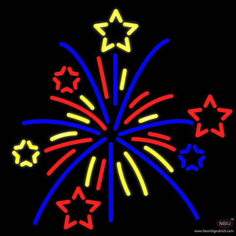 Multi Color Fire Works Real Neon Glass Tube Neon Sign 