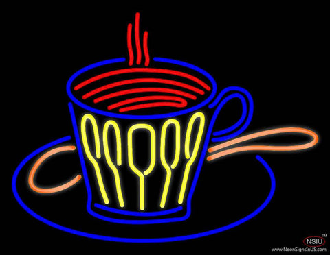 Coffee Glass With Spoon Real Neon Glass Tube Neon Sign 