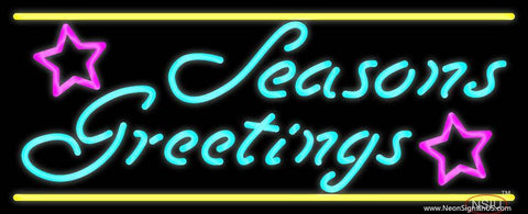 Cursive Seasons Greetings  Real Neon Glass Tube Neon Sign