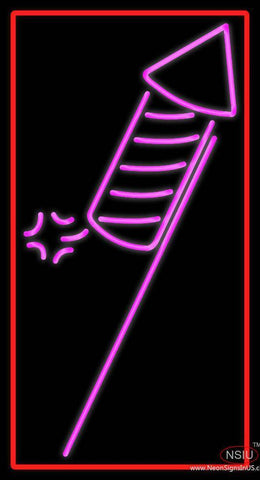 Rocket Fire Work  Real Neon Glass Tube Neon Sign 