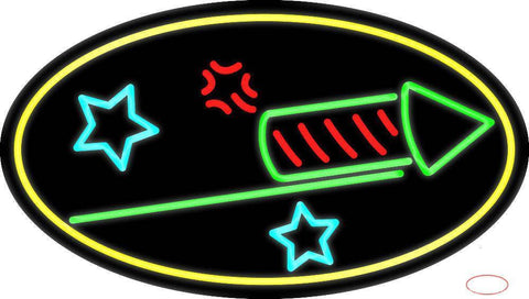 Rocket Fire Work  Real Neon Glass Tube Neon Sign 