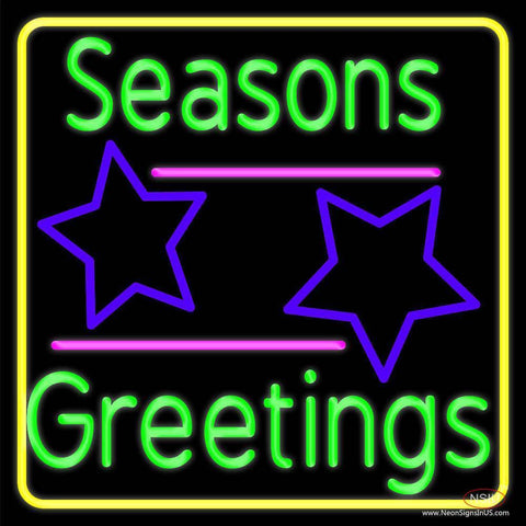 Seasons Greetings Block  Real Neon Glass Tube Neon Sign 