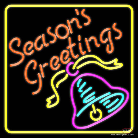 Seasons Greetings With Bell  Real Neon Glass Tube Neon Sign 