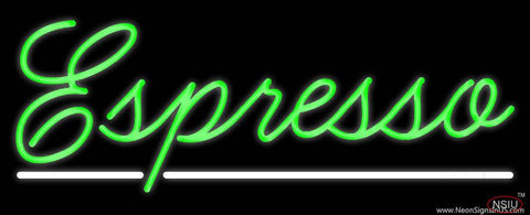 Cursive Green Espresso Real Neon Glass Tube Neon Sign
