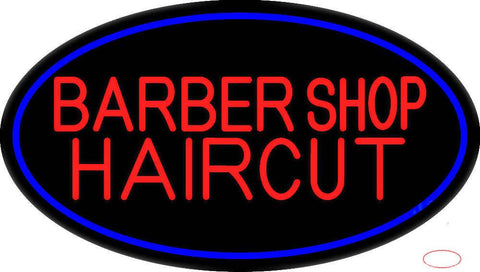 Barbershop Haircut With Blue Border Real Neon Glass Tube Neon Sign 