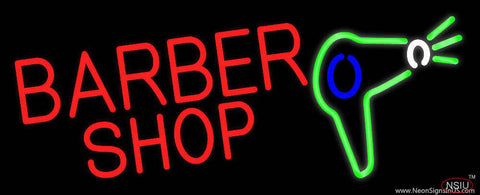 Barber Shop With Dryer And Scissor Real Neon Glass Tube Neon Sign 