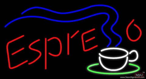 Espresso With Coffee Steam Real Neon Glass Tube Neon Sign 