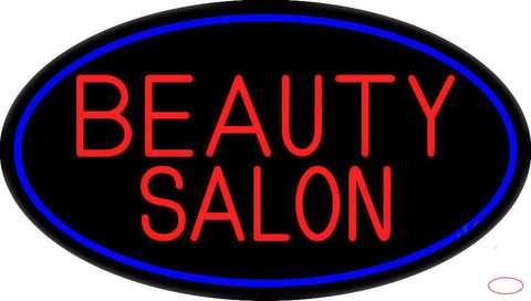 Beauty Salon Oval With Blue Border Real Neon Glass Tube Neon Sign 