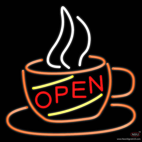 Open Coffee Cup Real Neon Glass Tube Neon Sign