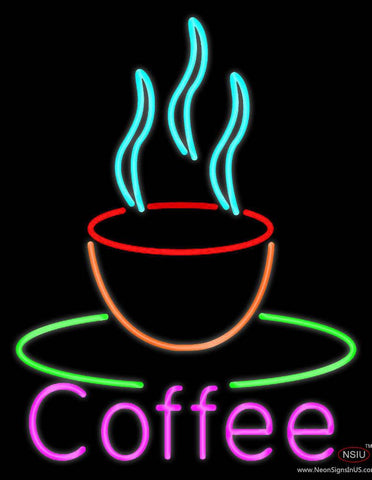 Pink Coffee Cup Real Neon Glass Tube Neon Sign 