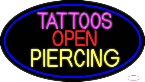 Blue Tattoo Piercing Open Real Neon Glass Tube Neon Sign