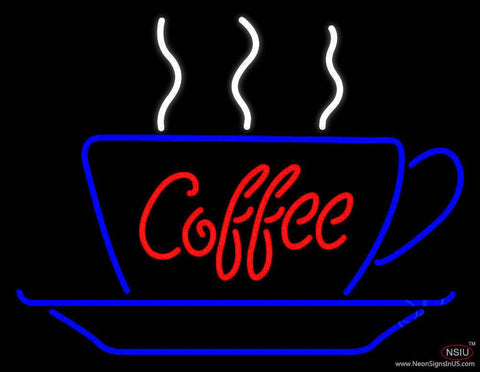 Red Coffee Inside Cup Real Neon Glass Tube Neon Sign 