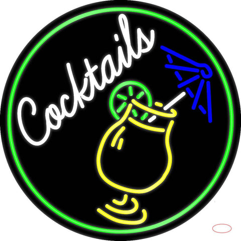 Cocktail And Martini Umbrella Cup Bar Real Neon Glass Tube Neon Sign