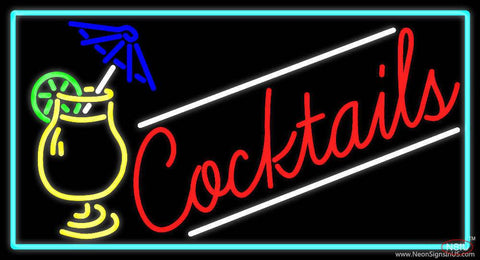 Cocktail And Martini Umbrella Cup Bar Real Neon Glass Tube Neon Sign