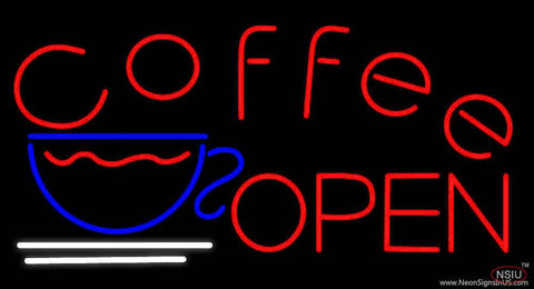 Red Coffee Open Real Neon Glass Tube Neon Sign 