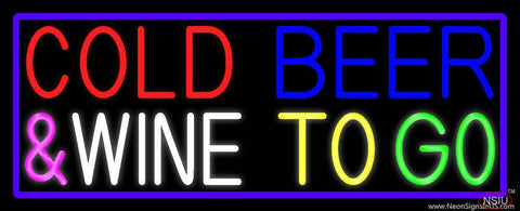 Cold Beer And Wine To Go Real Neon Glass Tube Neon Sign 