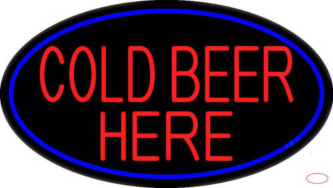 Cold Beer Here With Blue Border Real Neon Glass Tube Neon Sign