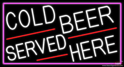 Cold Beer Served Here With Pink Border Real Neon Glass Tube Neon Sign 