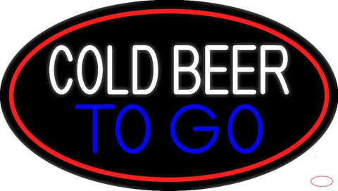 Cold Beer To Go Oval With Red Border Real Neon Glass Tube Neon Sign 